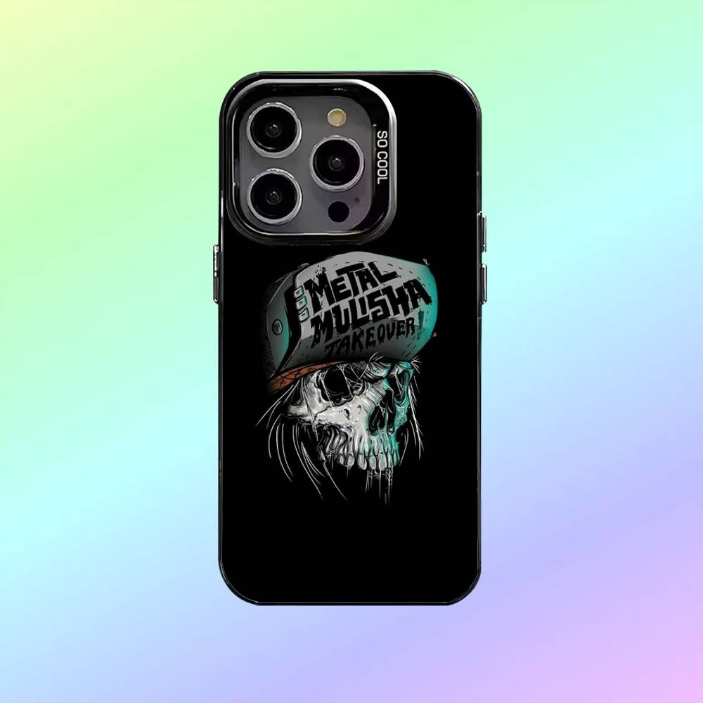 Металлический чехол для телефона M-Motocross Metal Mulisha для iPhone 17, 16, 15, 14, 13, 12, 11 Plus, Pro Max Цветной серебристый чехол для телефона