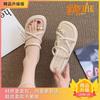 Wedge Heel Slippers Women's Summer Wear 2025 New Black Pinch Cover Toe Strap Sandals Heightened Thick-soled Cool Slippers