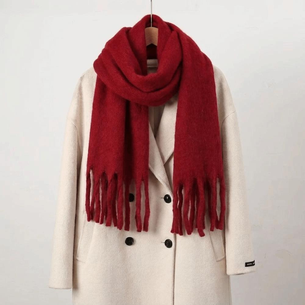 Tassel Winter Wool Scarf Plush Long Shawl Elegant Faux Cashmere Scarves Girl