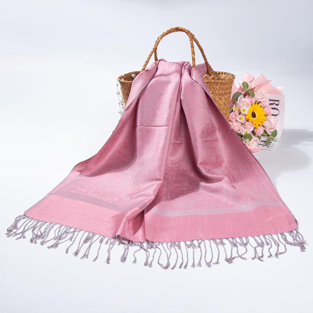 Этнический стиль Пейсли Пашмина Хиджаб Шарф с Жаккардом и Кисточками