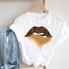 Tee Top Summer Fashion Women Print Tshirt O-neck Leopard Trend Lip Lady Female Clothing Casual Short Sleeve Graphic T-shirt