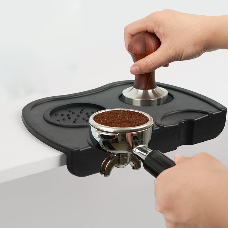 Silicone Non-slip Mat Coffee Tamper Mat Tamping Rest Holder Corner Edge Pad Black Base Office Bar Shop Silicone Espresso Station