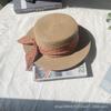 French flat hat straw hat women's summer seaside play beach hat top hat floral with sun protection hat