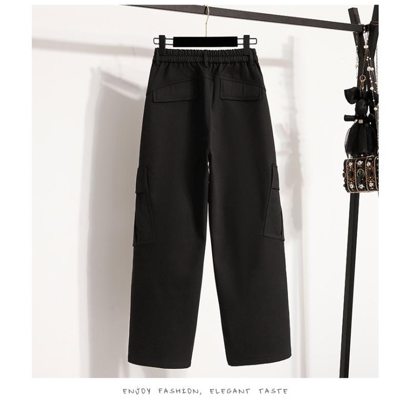 DIMANAF 2025 Осень Зима Женские Брюки Большого Размера Толстый Флис Повседневные Женские Длинные Брюки Оверсайз Свободная Одежда