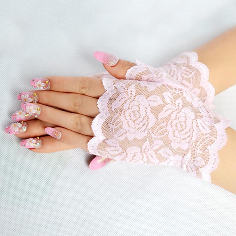 1 пара свадебных летних кружевных перчаток, женские солнцезащитные перчатки без пальцев, дышащие перчатки для невесты