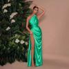 One Shoulder Satin Sexy Split Dress Femininity Waist Gown Long Dress
