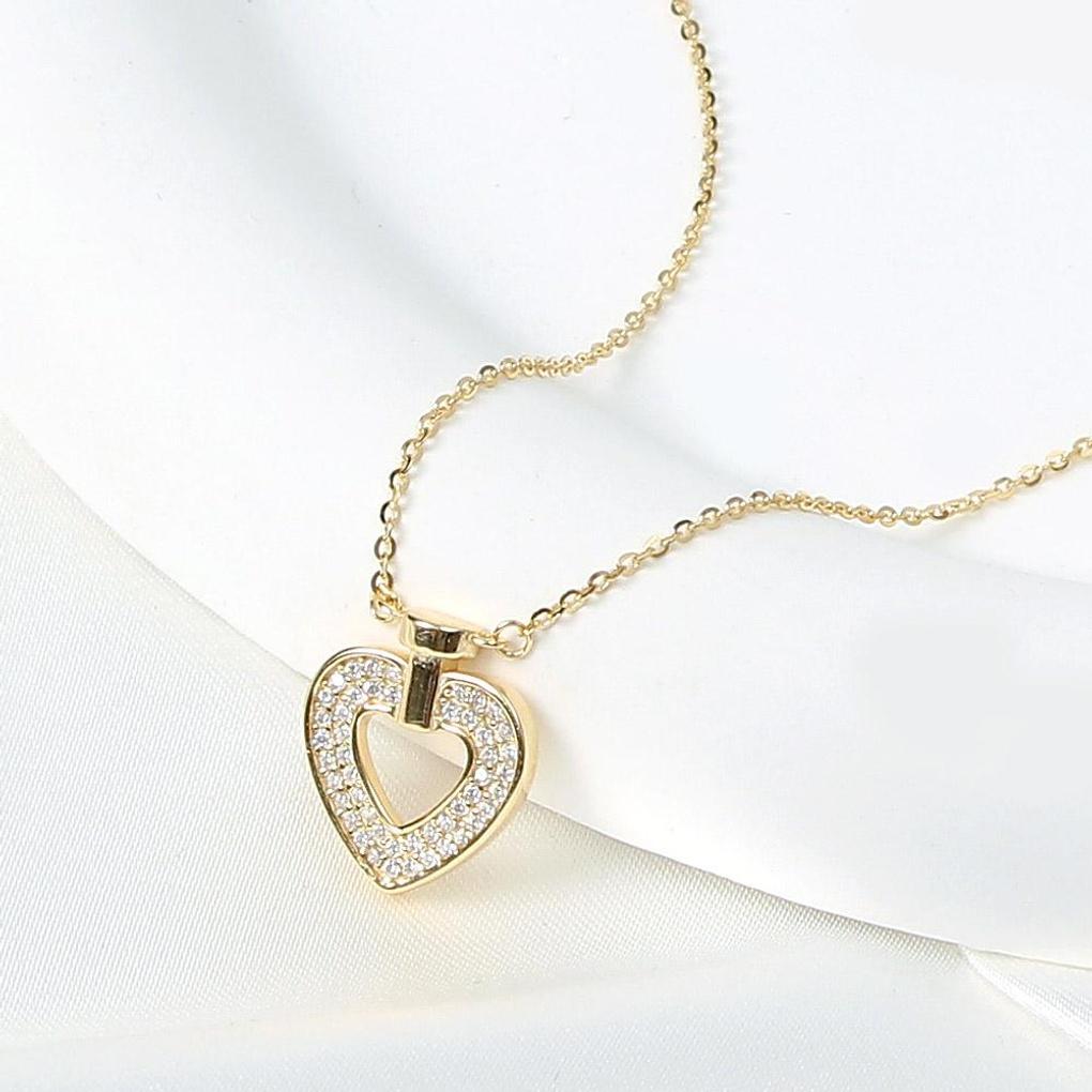 925 Silver Gold Plated Unique Heart Necklace