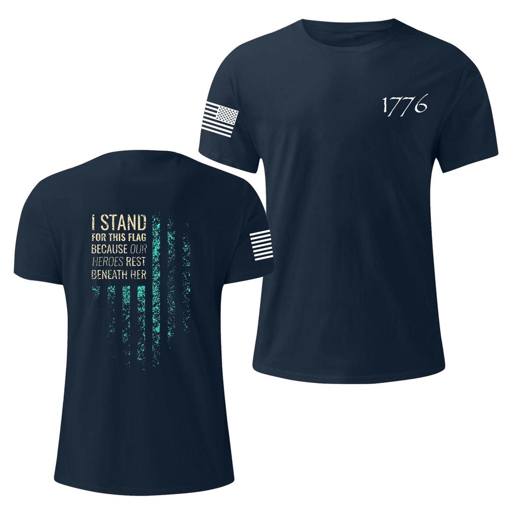 Мужская модная повседневная футболка с круглым вырезом и коротким рукавом с принтом «День независимости»