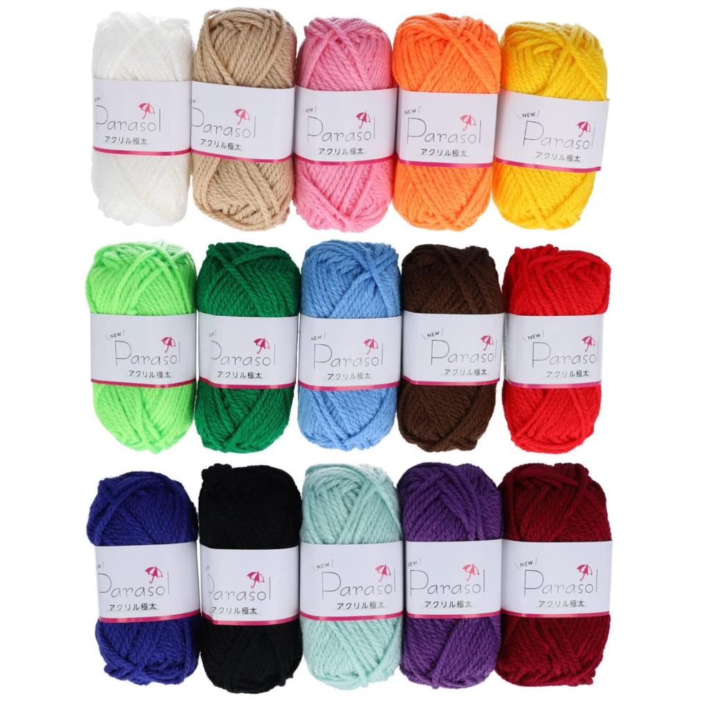 Yokota Yarn Parasol Acrylic Extra Thick Single Color 15 Color Set 15 Balls 6901-15