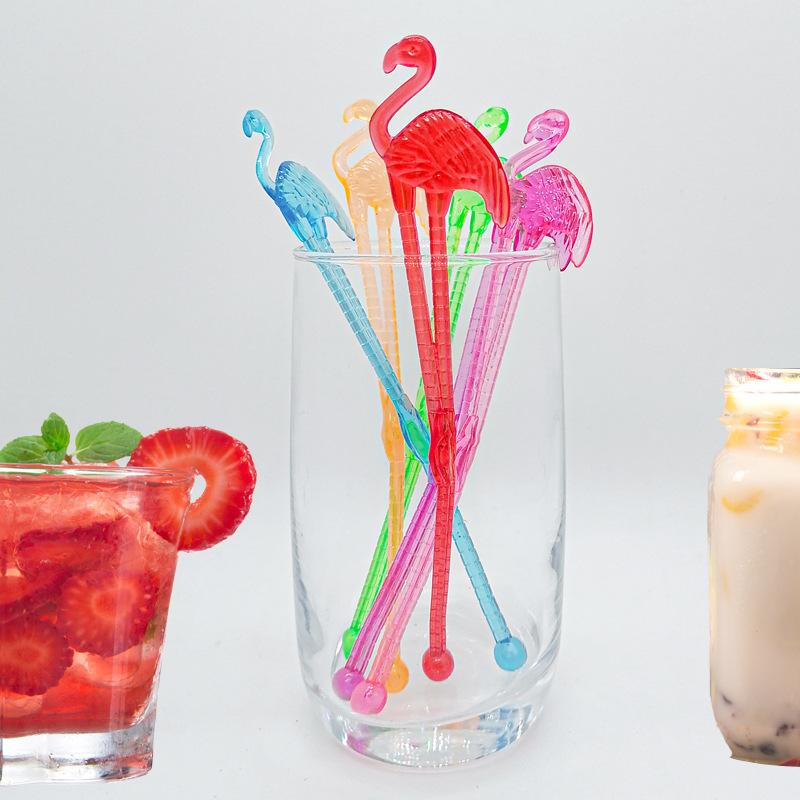25Pc Coconut Tree Flamingo Cocktail Swizzle Sticks Bar Juice Drink Stirrers Picks for Wedding Birthday Summer Hawaii Party Decor