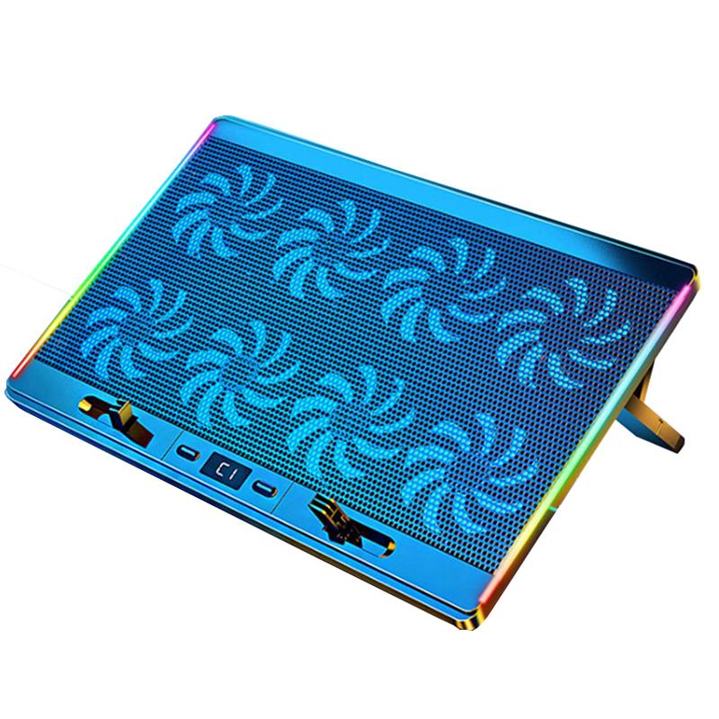 Кулер для игрового ноутбука COOLCOLD, восемь вентиляторов, светодиодный экран, два USB-порта, вентилятор для ноутбука с воздушным охлаждением, беззвучная подставка для ноутбука, полный размер