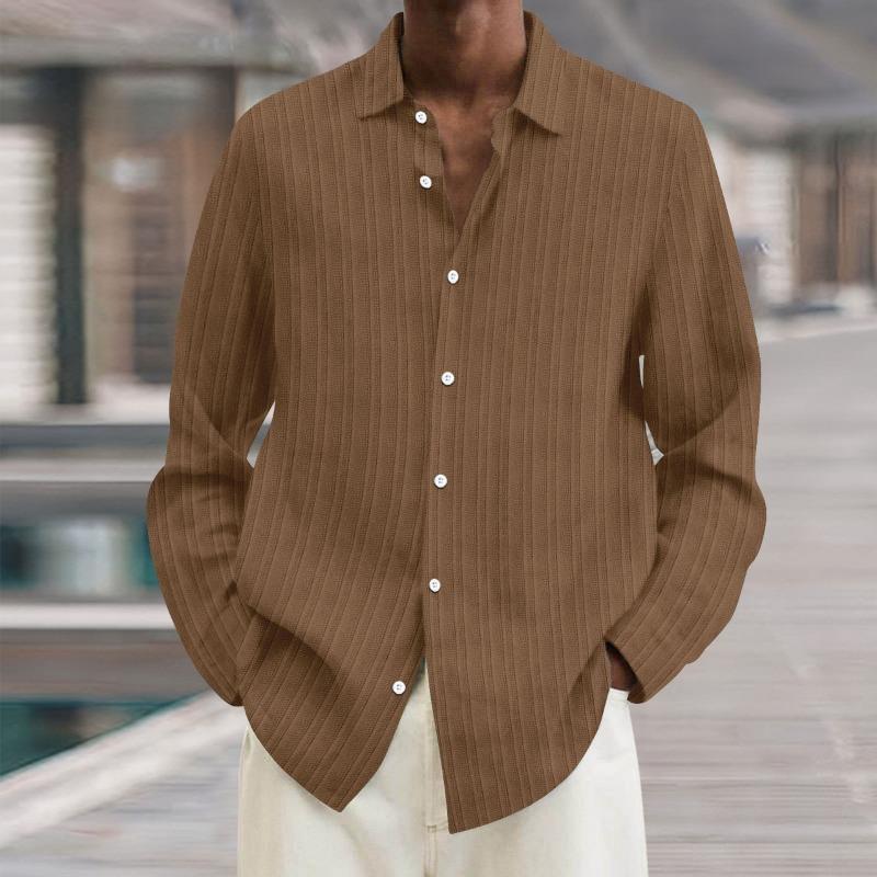 Рубашка Design Sense Solid Color Shirt Men's Long Sleeved Spring Autumn Trend Brand Loose Casual Shirts Men's