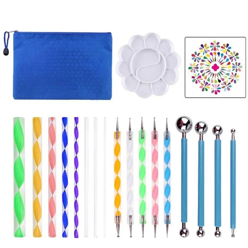 13/19p Creative DIY Mandala Tool Set - Air-dry Clay Embossing Set Acrylic Twisted Rod Dot Painting Stone Painted Pottery Tools