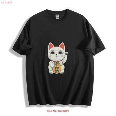 Футболка с кошкой Манеки-нэко, lucky cat, винтажная, стираная, универсальная, мягкая, с принтом, немного дизайнерская одежда, модная для мужчин, удобная, стильная