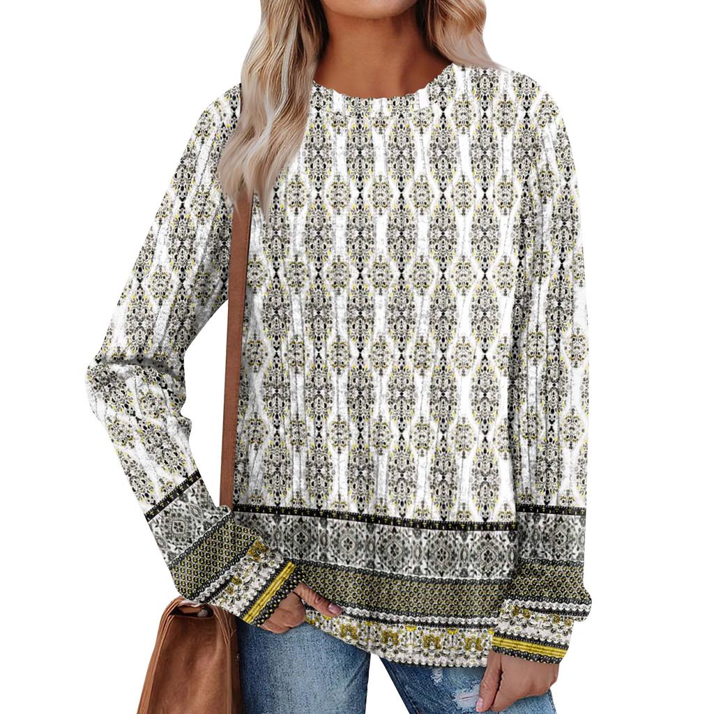 Женский принт Легкий Топ с круглым вырезом из матового хлопка