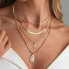 Salircon 4Pcs/Set Simple Trend Gold Color Jesus Cross Pendant Necklace Creative Adjustable Metal Choker Chain Charm Jewelry Lady