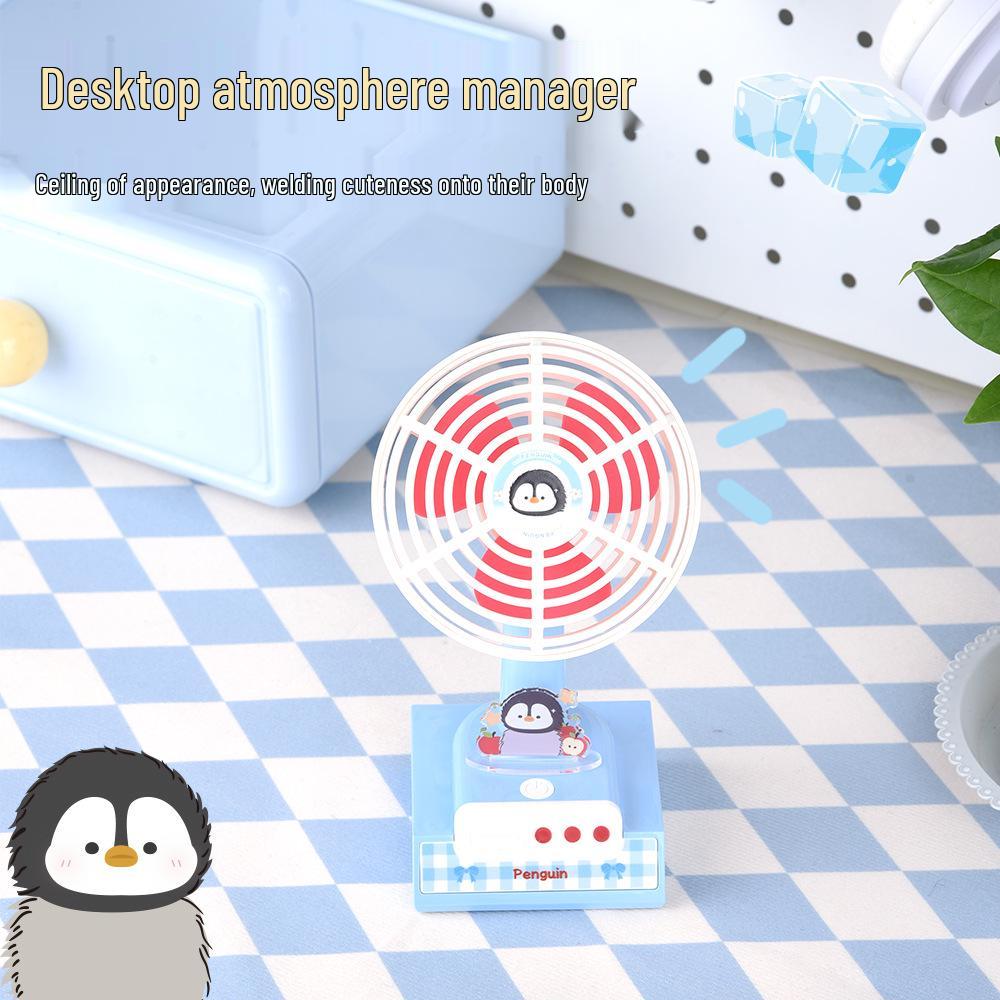 Compact USB Rechargeable Silent Penguin Fan for Dorms