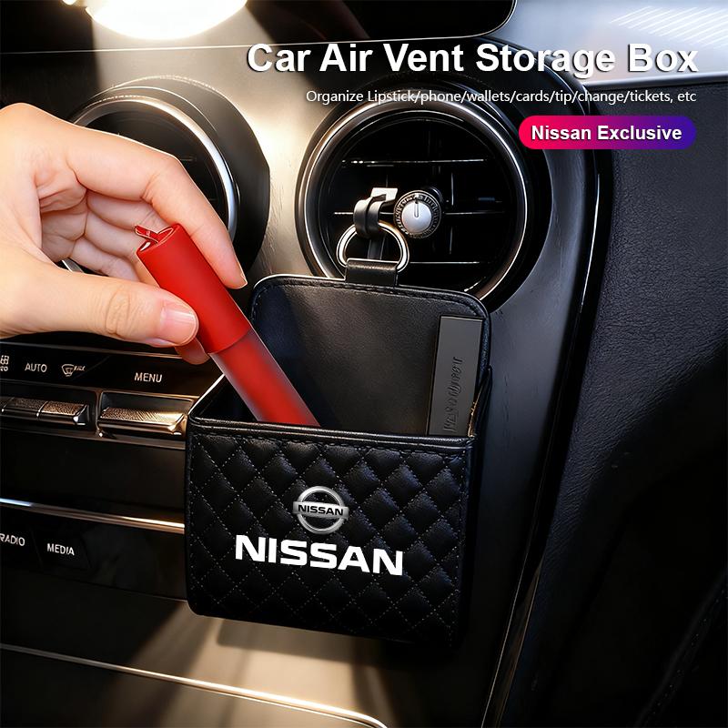 Car Interior Air Vent Storage Box Lipstick Card Sundries Bag For Nissan Sylphy N7 Teana Qashqai Note J10 J11 J31 Navara Juke GTR