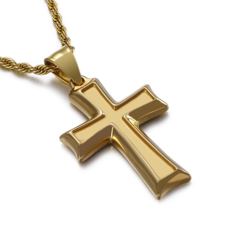 Trendy Pendant Necklaces for Men Metal Cross Stainless Steel Link Chain Accessories Irregularly Male Choker Shiny Jewelry