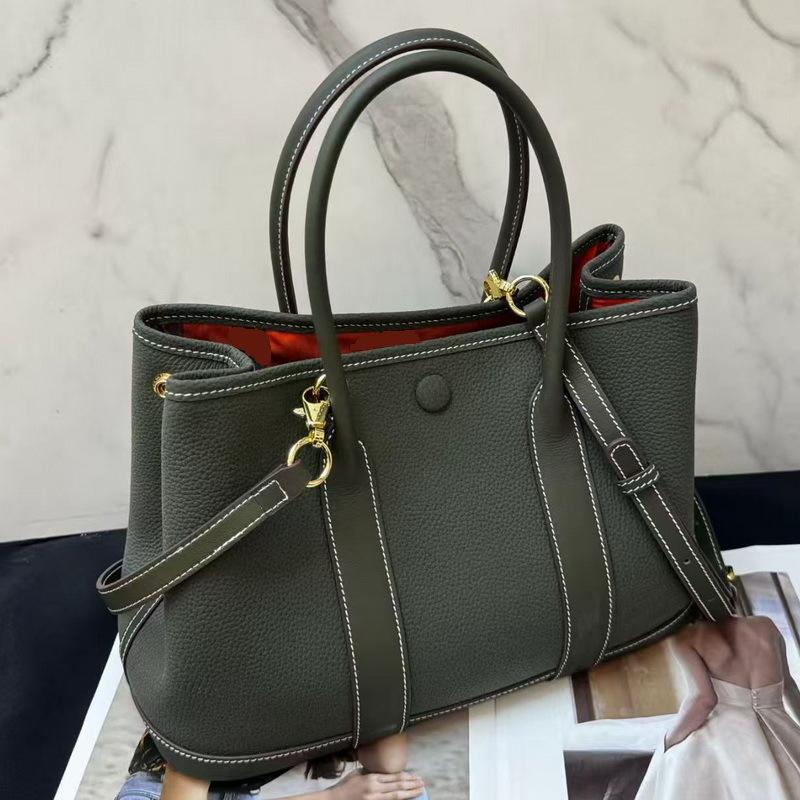 2026 New Genuine Leather Women's Bag Head Layer 30 Garden Velvet Suede Matte Lychee Pattern Handheld Shoulder