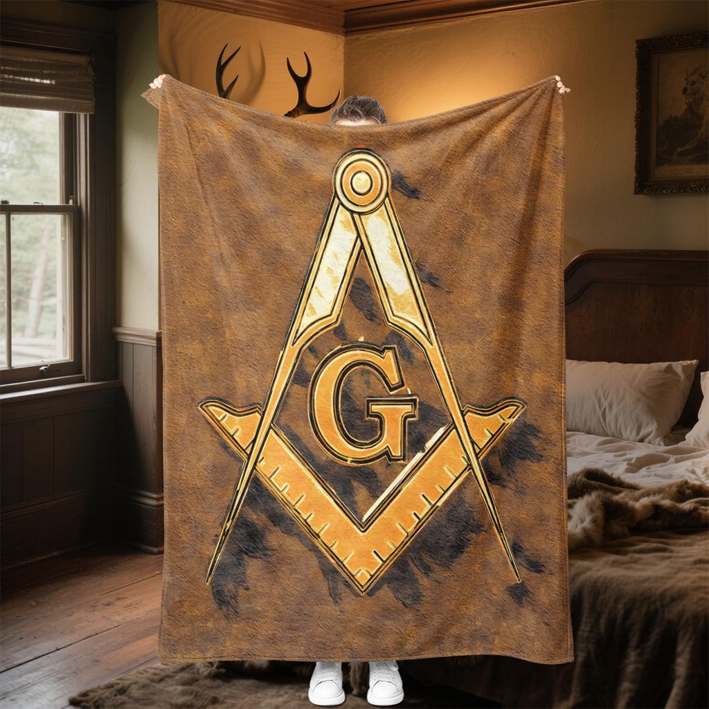 1PC Freemason Poster Masonic Symbols Soft Comfortable Throw Blanket Suitable All Seasons Great Gift Idea Home Office Travel
