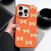 Bowknot Pattern Matte Leather Texture Case For iPhone 16 Pro Max 15 Pro 14 13 12 11 Solid Color Slim Shockproof TPU Soft Phone Cover