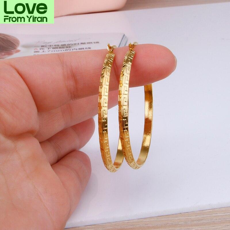 Stainless Steel Round Hoop Earring For Women Gold Color Fine New Charm Women 'S Ear Ring Fashion Jewelry Nice Pattern Cn