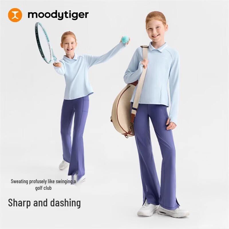 Девочковая футболка-поло с длинным рукавом Moodytiger, отводящая влагу