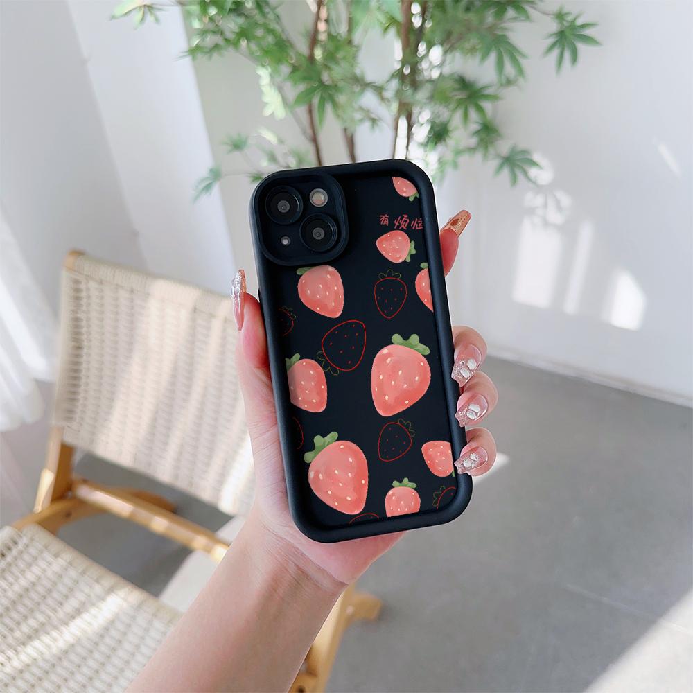 Чехол для телефона из мягкого ТПУ с рисунком свежей клубники для iPhone 17 Air 16 15 14 Pro Max Plus 13 12 Mini 8 7 X Xs Задняя крышка