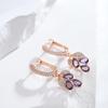 Full Zircon Purple Drop Pendant Earrings for Women Gold Color Ethnic Wedding Jewelry Matching Accessories
