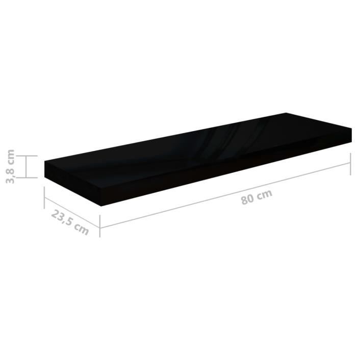 VidaXL Étagère murale flottante 4 pcs Noir brillant 80x23,5x3,8 cm MDF
