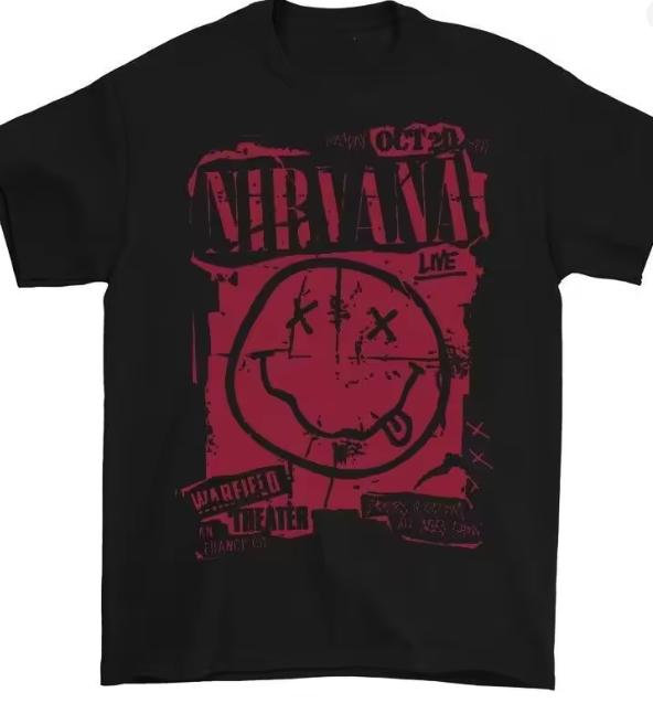 Rock Band Nirvana Print Unisexs 100Cotton Shirt Y2k Hiphop Style Graphic Tshirt Unisex ONeck Short Sleeve Streetwear Unisex Shirt