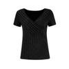 Women's Solid V-neck Sexy Slim Fit Knitted Short Sleeved T-shirt Top