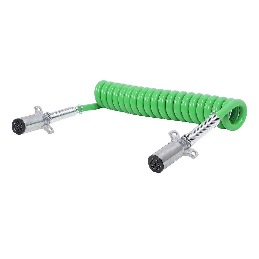 7-контактный спиральный шнур для прицепа 15 футов Улучшенные характеристики Сверхмощный электрический спиральный кабель для полуприцепа, тягача