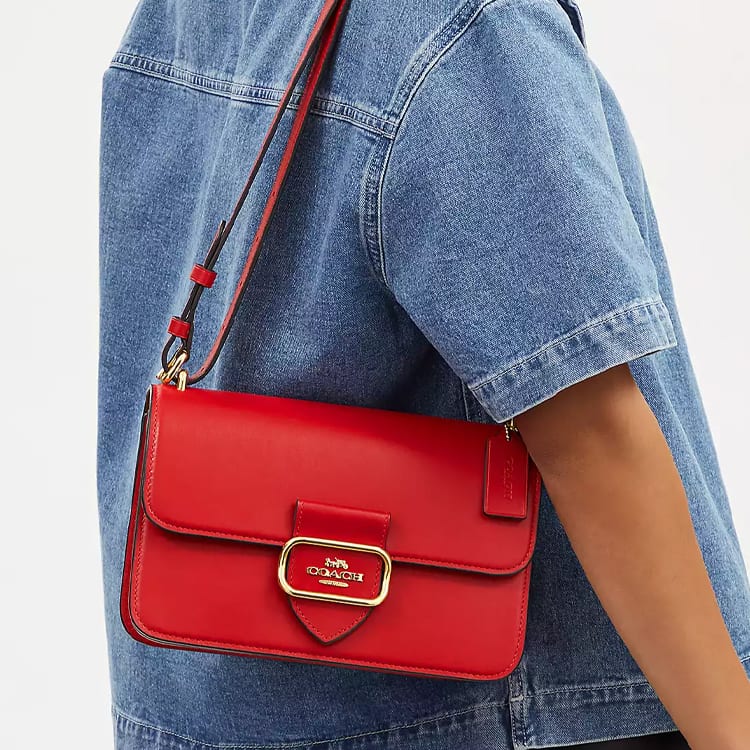 COACH Morgan Square Calfskin Small Square Bag, Shoulder Bag, Crossbody Bag Medium Women's Red CM090-IMRZP