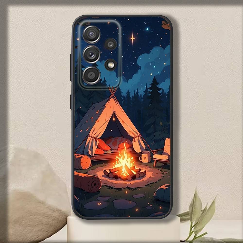 Чехол для телефона для кемпинга на открытом воздухе для Samsung S 25,24,23,22,30,21,10,9,Ultra,Plus,Lite,FE,4,5 G Мягкий черный чехол