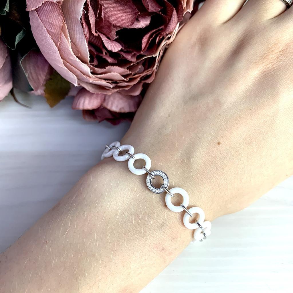 Silver Bracelet with Ceramics, Product Weight 11.44 G (1909607)