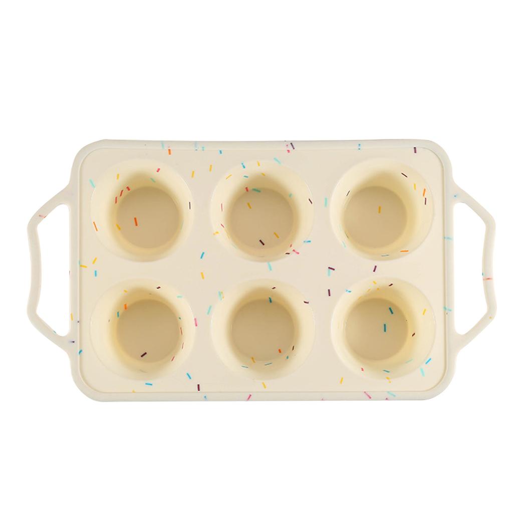 Silicone Muffin Pan, Metal Reinforced Frame, 6 Cups, Regular Size, Easy To Move In And Out Of Oven, Non-Stick