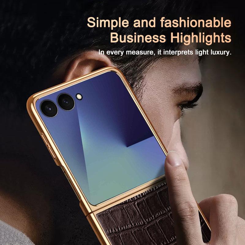Для Samsung Galaxy Z Flip 7 Чехол Роскошный ПУ Кожа Ударопрочный Защитный Задняя Крышка Чехол Для Samsung Z Flip 7 Корпус Телефона