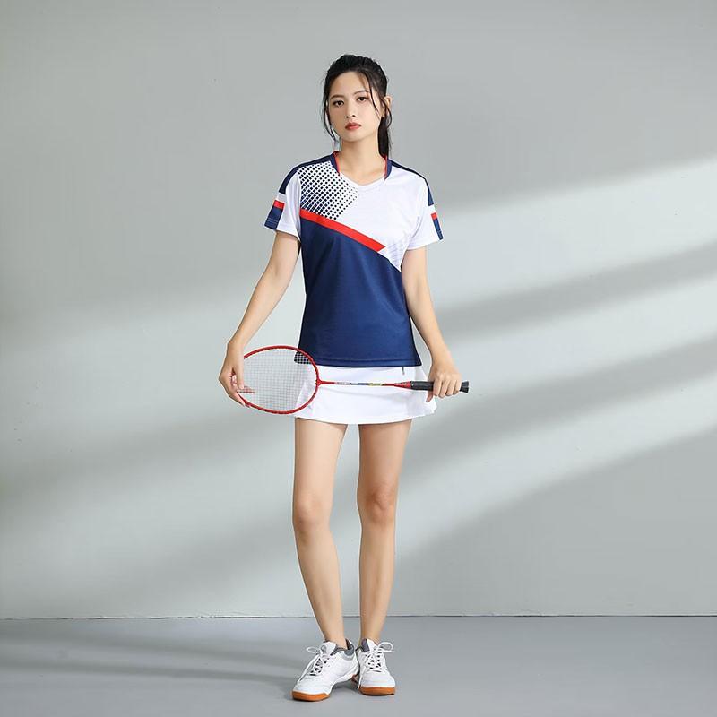 Custom Printed Badminton Sport Set Women Men Short Sleeve Top Shorts Skort Athletic Wear Breathable Bamboo Fiber