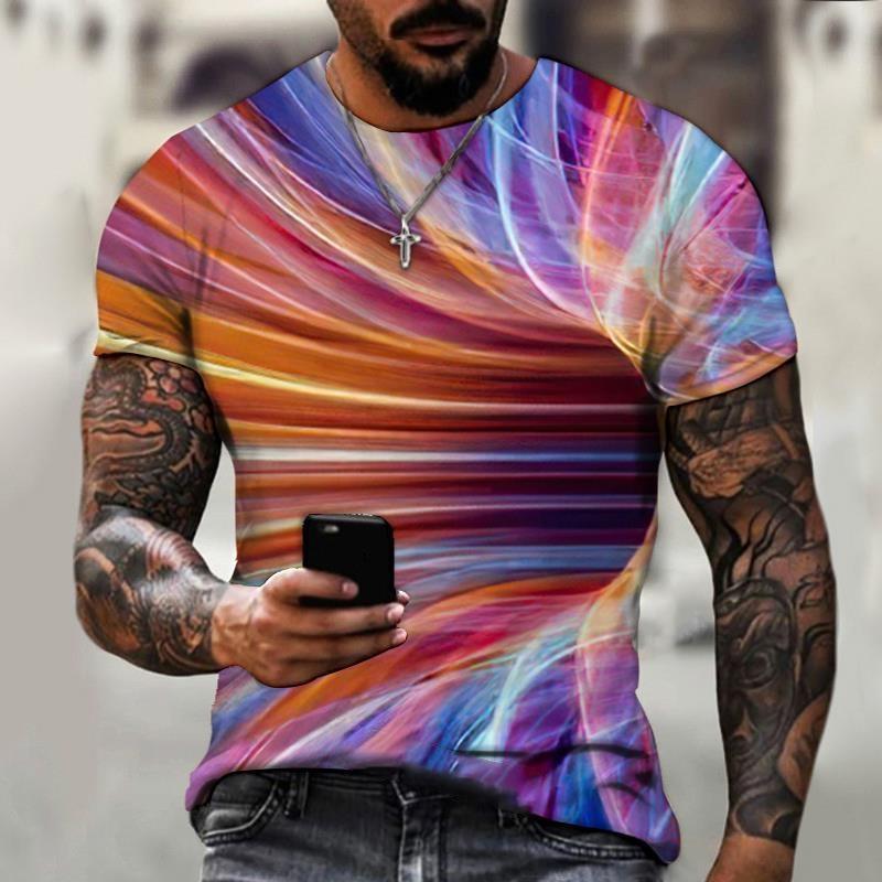 Brand Men's Summer Short-sleeved Technology Empty Digital Information 3d Printed T-shirt Harajuku Fashion Size 6XL