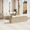 7 Piece Garden Sofa Set with Cushions in Beige and Cream Poly Rattan