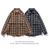 2024 Весна и осень японский стиль ретро клетчатая рубашка с длинным рукавом мальчики и подростки Feel Ruan красивая толстая шерстяная рубашка пальто