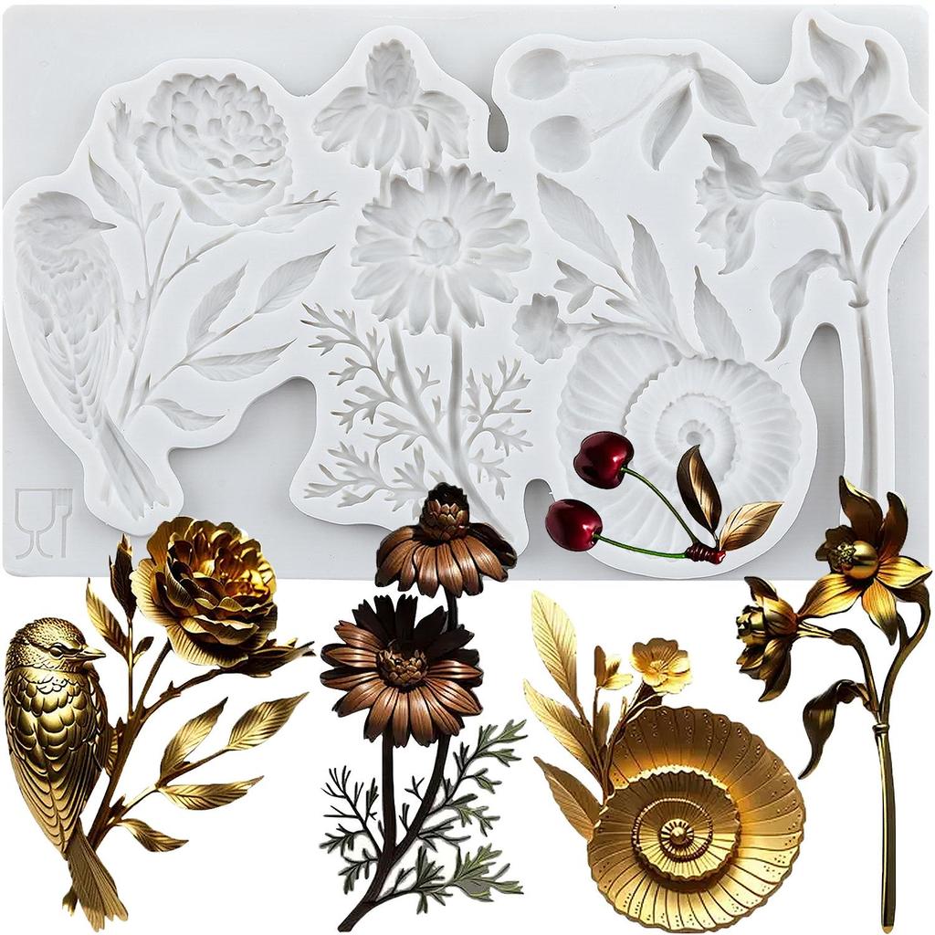Птица Подсолнух Силиконовая Форма Лист Ваза для цветов Улитка Формы для мастики Инструменты для украшения торта Топпер для кекса Конфета Смола Глина Шоколад Форма для гампасты