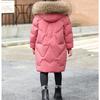 Новая модная детская теплая пуховая куртка Зимняя для девочек с меховым воротником Белый утиный пух Длинная куртка 120-170 см