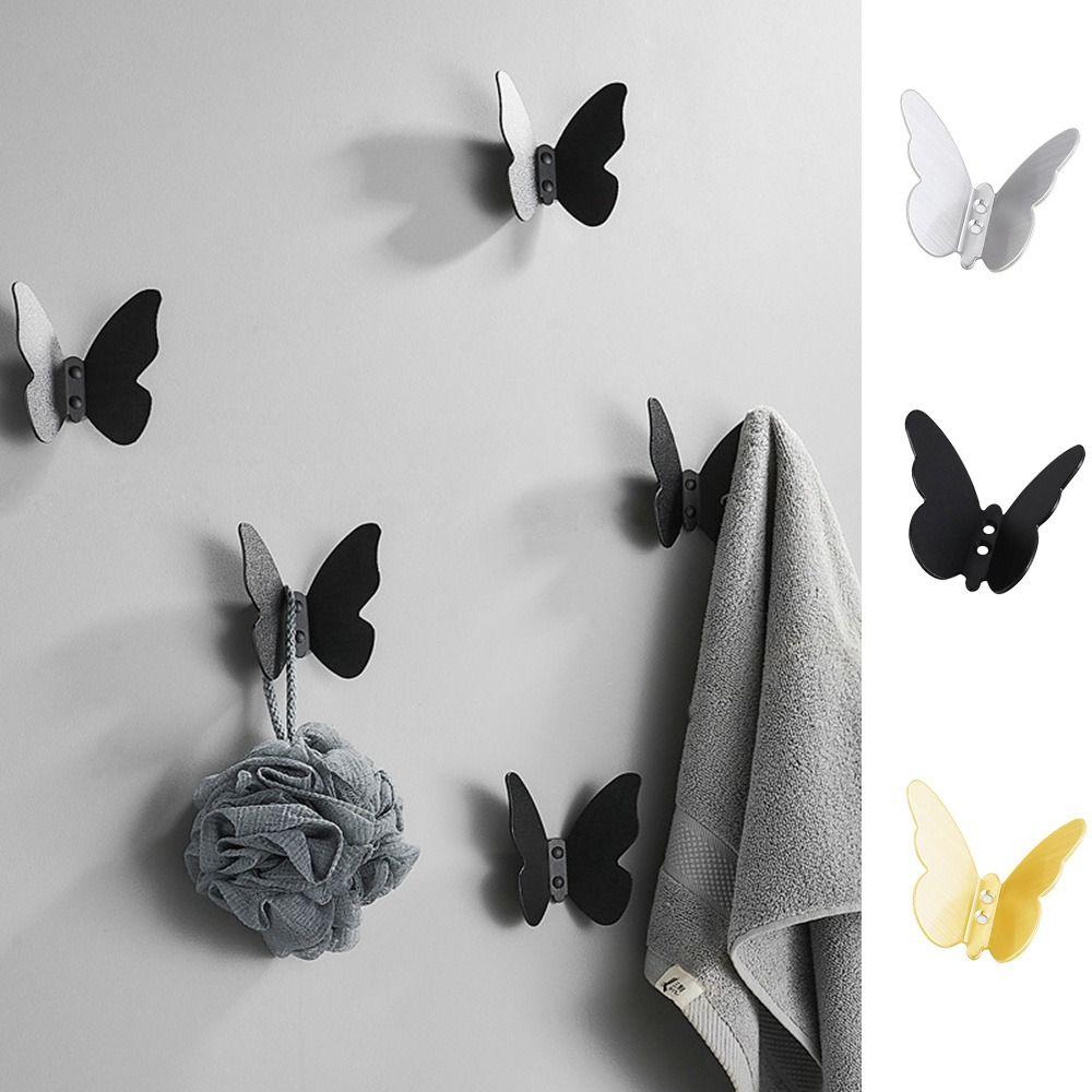 Gold/Silver/Black Butterfly Wall Hooks Three-dimensional Towel Hangers Key Holder Rack  Hats