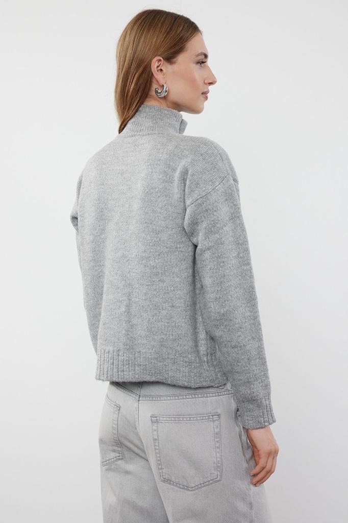 Women's Elegance Style Cardigan Black Soft Textured Zipper Knitwear Cardigan