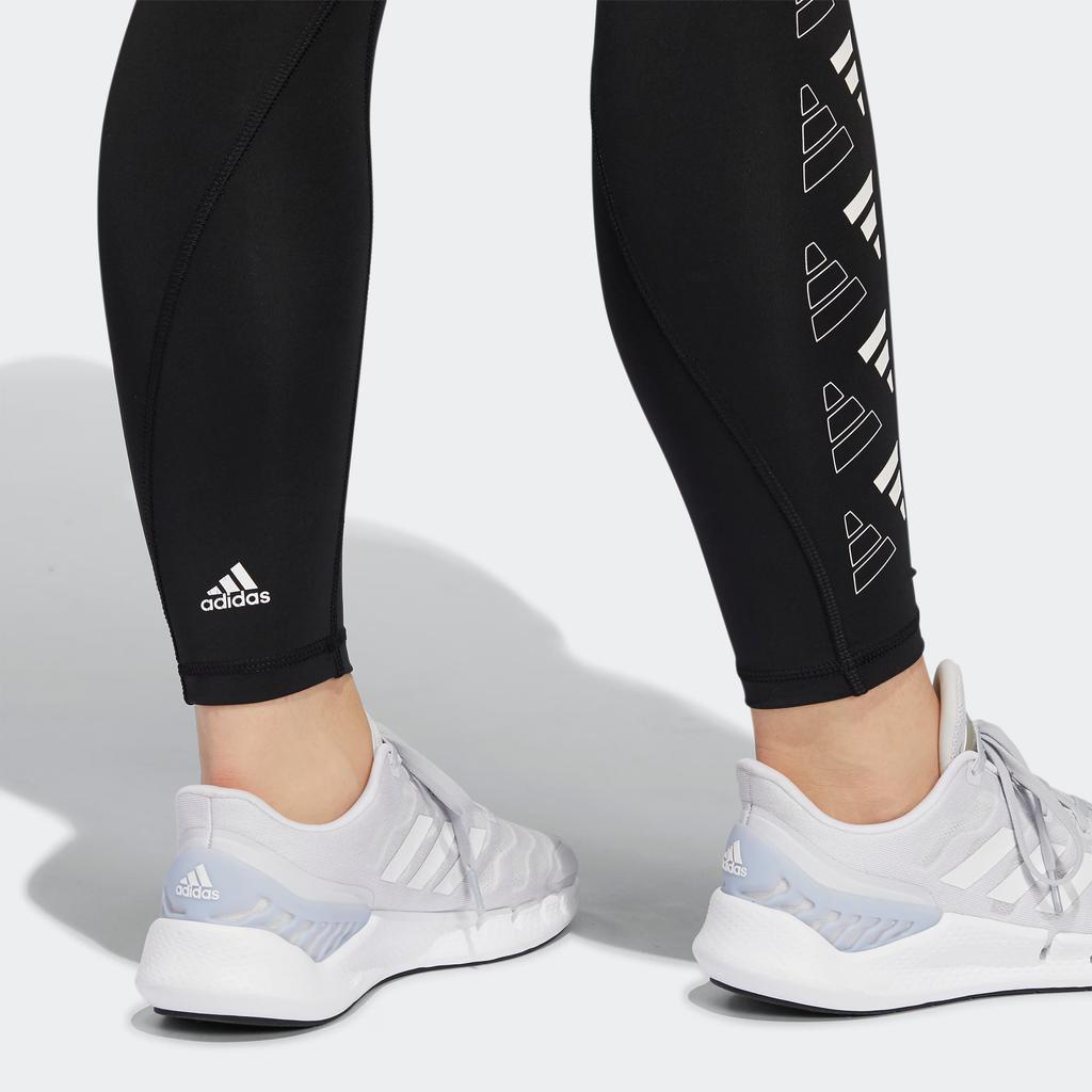 Adidas Opt 3Bar 7/8 с высокой талией и принтом логотипа сбоку, женские леггинсы для фитнеса, черные H64191