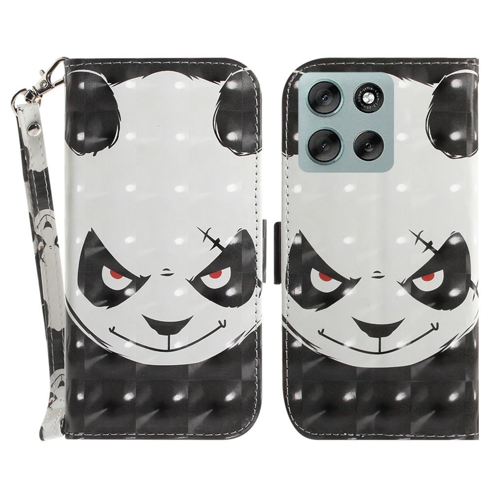 Для Motorola Moto G56 5G Чехол с принтом, кожаный кошелек, чехол для телефона с ремешком на запястье