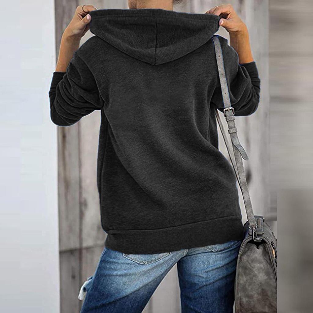 2021 Cross-Border Autumn/Winter Solid Color Hooded Zip-Up Sweatshirt with Drawstring and Pockets